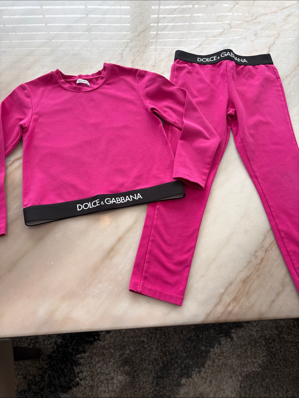 Dolce & Gabbana Hot Pink Logo-Band Two-Piece Set